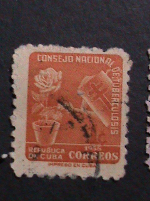 ​CUBA-1955-SC# RA26-7 ROSE AND WATERING CAN STAMPS USED VF. OVER 67 YEARS OLD