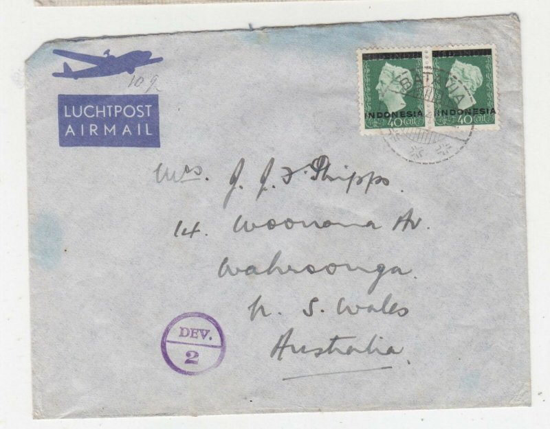 INDONESIA 1949 Airmail cover to Australia, 40c.(2)