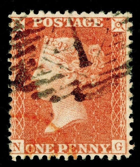 Sg37, SCARCE 1d red-brown PLATE 43, LC14, GU. Cat £300. WHITE PAPER. CERT. NG