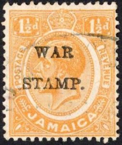 Jamaica SG74 1 1/2d Orange Inverted V for A