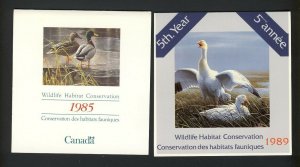 2x  Wildlife Habitat Conservation Booklets 1985 & 1989 w stamps VD Value= $35.00