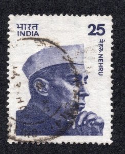 India 1976 25p Nehru, Scott 674 used, value = 75c