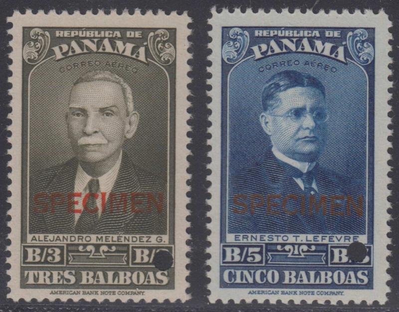 PANAMA 1943 Sc C80-C81 FULL SET OF PERF PROOFS + SPECIMEN MNH F,VF 