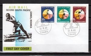 Papua New Guinea, Scott cat. 225-227. So. Pacific Games. First day cover. ^