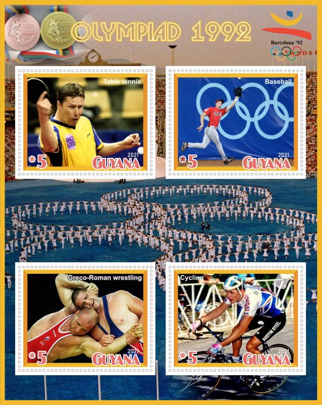 Stamps. Olympic Games 1992 2021 year 1+1 sheets perf Guyana
