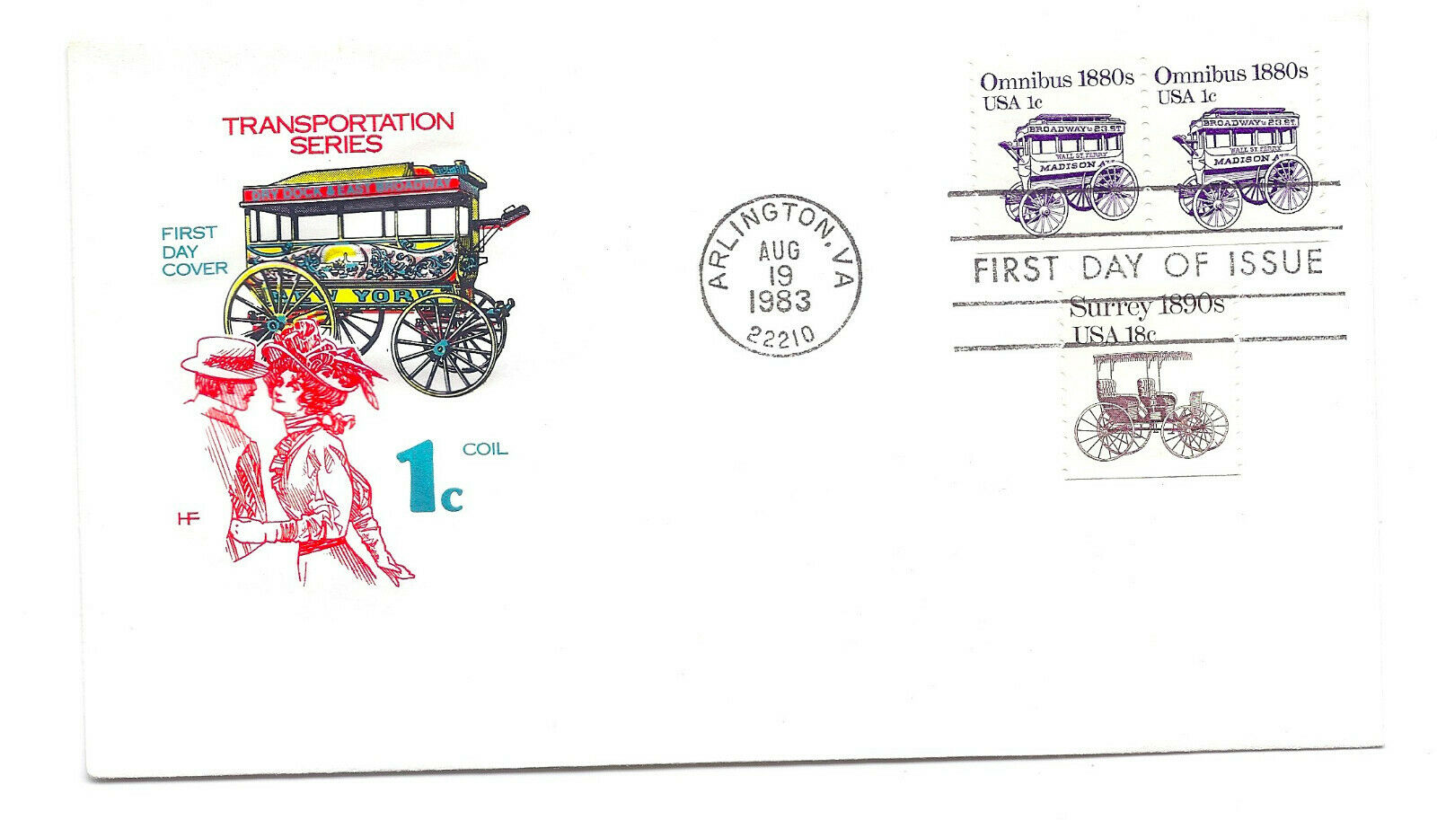 1897 1c Omnibus 1880s Farnam, HF, FDC United States, Stamp / HipStamp