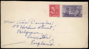 USA 2c Prexie Transatlantic Leicester England Cover 80758