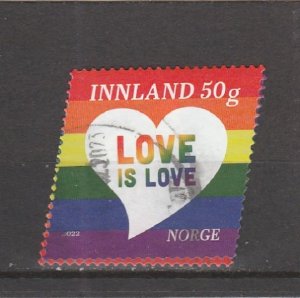 Norway  Scott#  1946  Used  (2022 Rainbow Flag and Heart)