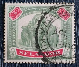 MALAYA 1897 SELANGOR Elephants & Howdah $2 Used SG#62 M3263