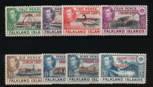 FALKLAND ISLANDS DEP. 2L1-8 MINT LH F-VF KGVI SHIP SHEEP