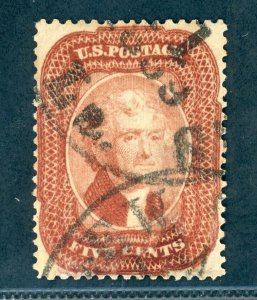 US SC#27 VF USED NEAT TOWN CANCEL EXTENSIVELY REPAIRED PSE CERT AK 4/8/24