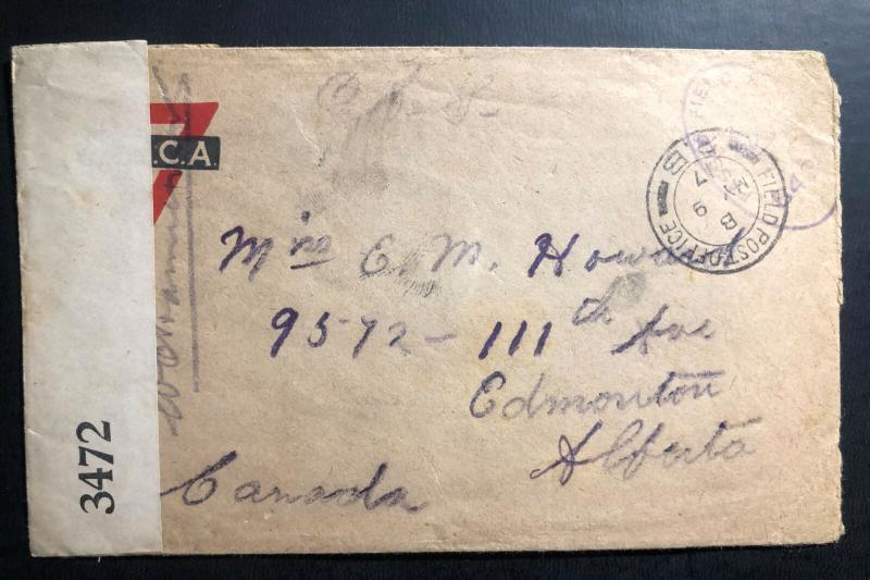 1917 Fieldpost Canada YMCA Censored OAS WW1 Cover to Edmonton