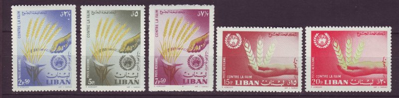 J24042 JLstamps 1963 lebanon set mh #c367-71 fao hunger