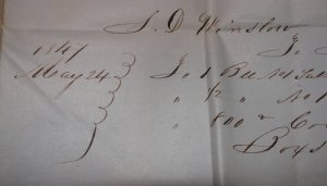 Old 1847 Hand Stamped “5” Letter – Providence, RI. to Vermont