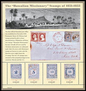 United States 3694, MNH, Hawaiian Missionary Stamps souvenir sheet