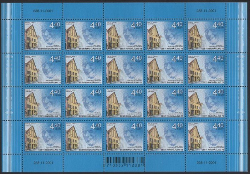 Estonia 2001 MNH Sc 431 4.40k Radio Broadcasting 75th ann Sheet of 20