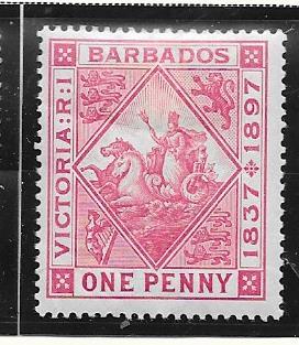 Barbados #83   1 p Victoria Jubilee Issue carmine rose  (MLH)  CV$12.00