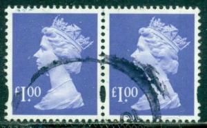 GREAT BRITAIN SG-Y1725, SCOTT # MH237 HORIZONTAL MACHIN PAIR, USED, GREAT PRICE