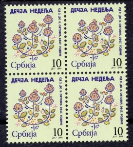 1146 - SERBIA 2017 - Joy of Europe - MNH Surcharge Stamp- MNH Block of 4