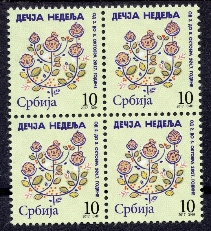 1146 - SERBIA 2017 - Joy of Europe - MNH Surcharge Stamp- MNH Block of 4