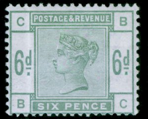 GB QV SG194, SCARCE 6d dull green, NH MINT. Cat £625+ BC