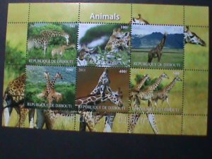 DJIBOUTI -2011-PROTECTED ENDANGER ANIMALS-GIRAFFES-MNH SHEET VERY FINE