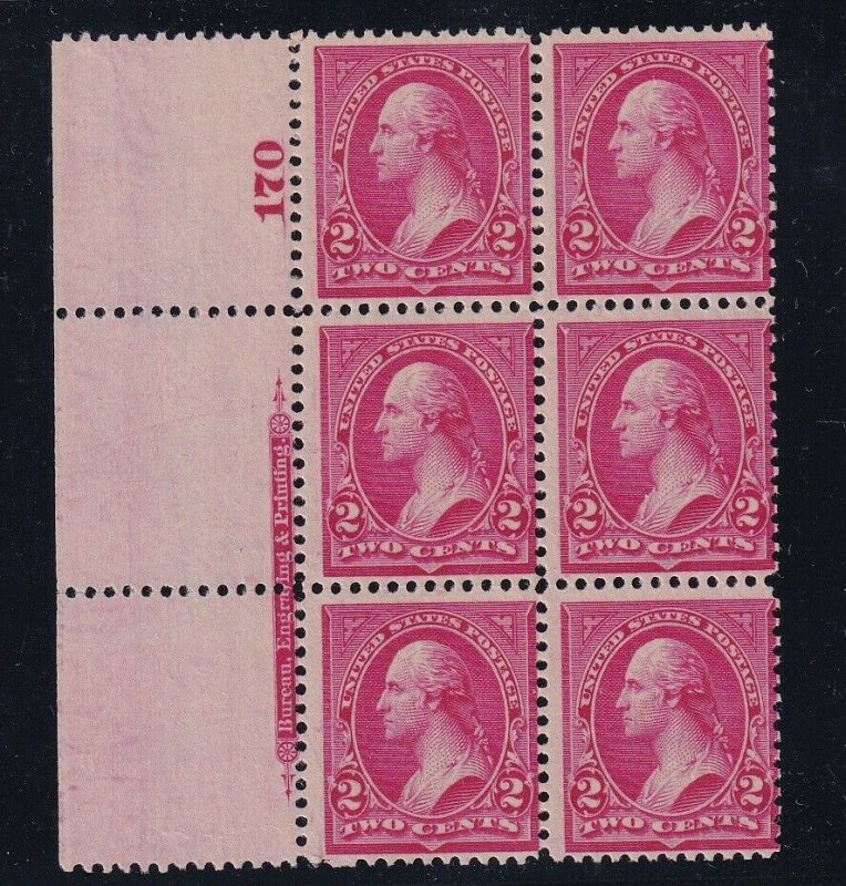 266 Fine plate block of 6OG never hinged nice color cv $ 1100 ! see pic !