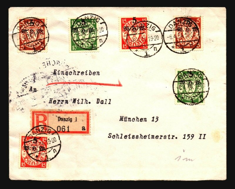 Danzig SC# B9 - B11 (x2) On 1934 Registered Cover (CV $500) - Z17113