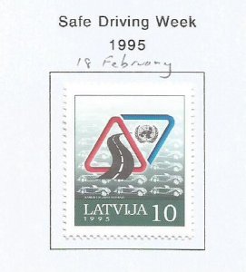 LATVIA - 1995 - Safe Driving Week - Perf Single Stamp - Mint Lightly Hinged