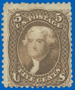 US SCOTT #76, Mint-F/VF-NG, Jefferson, Reperfed Right, Crowe Cert, SCV $550.00