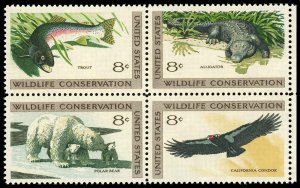 US Sc 1427-30 VF/MNH Se Tenant Block - 1971 8¢ Wildlife Conservation- P.O. Fresh