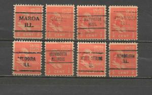 24 Scott No. 803 Precancels - Various Ill. Towns & Cities