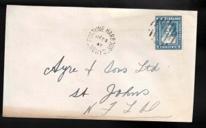 NEWFOUNDLAND Scott # 256 - On Cover With Fortune Harbour Town Cancel