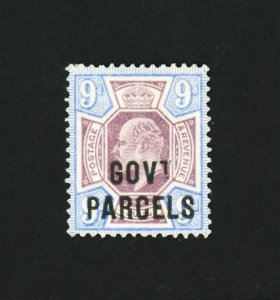 [GREAT BRITAIN] 1902 9d SG O77 / SC O42 / ‘GOVT PARCELS’ Overprint (MH)