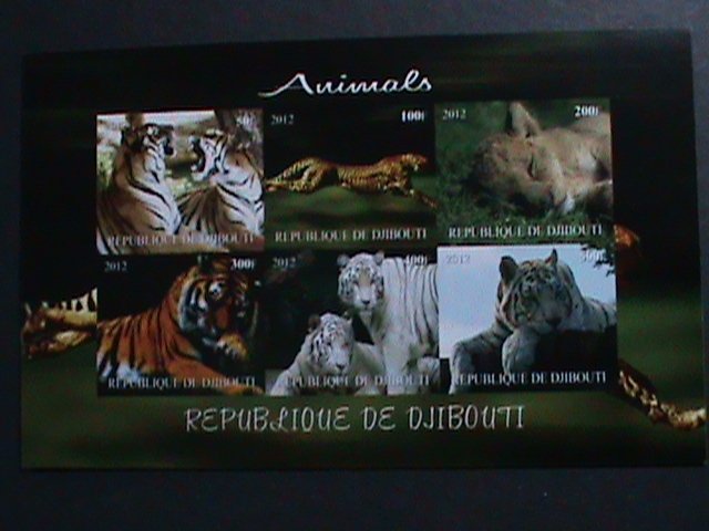​DJIBOUTI-2012-WORLD FAMOUS ENDANGERED ANIMALS MNH IMPERF SHEET-VERY FINE
