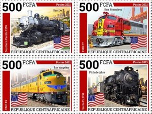 C A R - 2021 - American Trains - Perf 4v Block - Mint Never Hinged