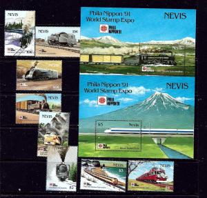 Nevis 676-85 MNH 1991 Japanese Trains