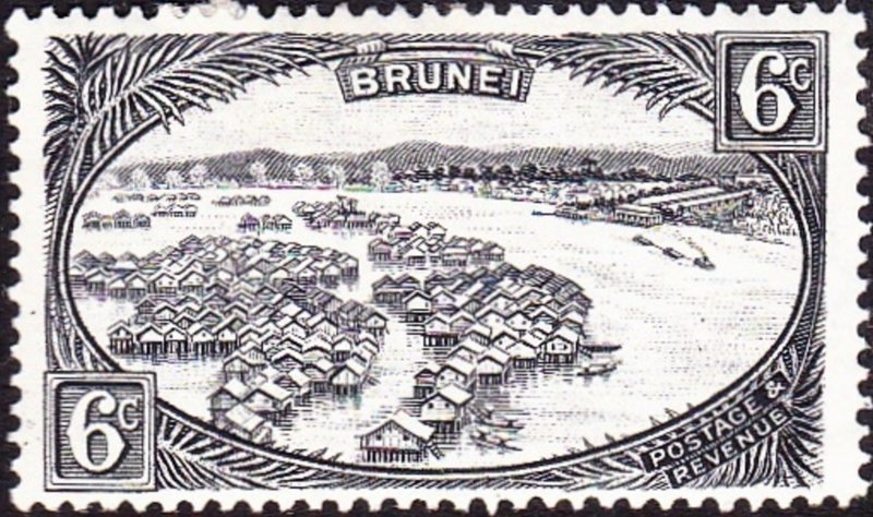 BRUNEI 1947 6c Black SG83 MH