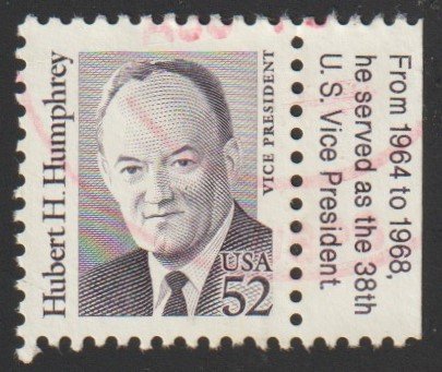 SC# 2189 - (52c) - Hubert Humphrey, used single with tab