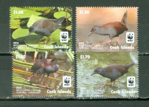 COOK ISL. 2014 BIRDS #1524a-d WWF SET MNH...$8.75