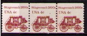 US Sc# 1898A MNH FVF Strip3 P#3 1890s Stagecoach 4c