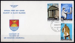 Gilbert and Ellice Islands 1974 Sc#229/231 SIR WINSTON CHURCHILL Set (3) FDC