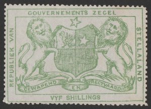 BECHUANALAND - STELLALAND 1886 Arms Revenue 5/- green.