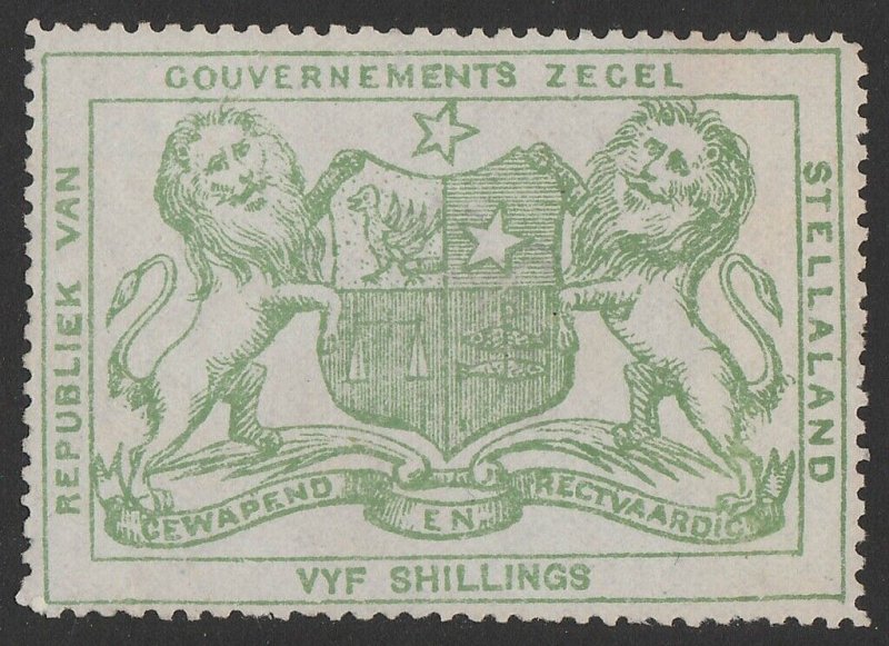 BECHUANALAND - STELLALAND 1886 Arms Revenue 5/- green.