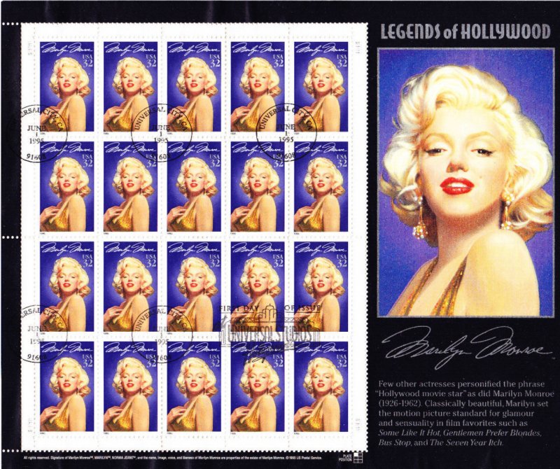 USPS 1st Day Ceremony Program #2967 Marilyn Monroe Univeral Studios Sealed 1995