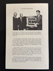 1963 Emancipation Proclamation 5 cent Stamp First Day Ceremony Program Sc# 1233