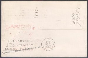 USA 1933 Graf Zeppelin Si241E Century of Progress C18 Cover Chicago Fried 103373