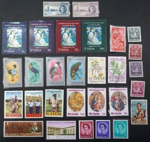 SAINT LUCIA  Lot of 29 different old stamps  birds christmas  MNH, MH, & Used