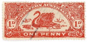 (I.B) Australia - Western Australia Revenue : Stamp Duty 1d (worn plate)