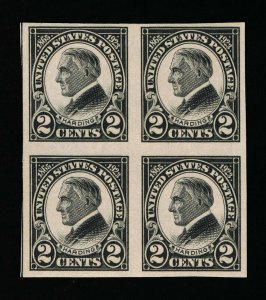 AFFORDABLE GENUINE SCOTT #611 VF-XF MINT OG NH 1923 HARDING IMPERF BLOCK OF 4